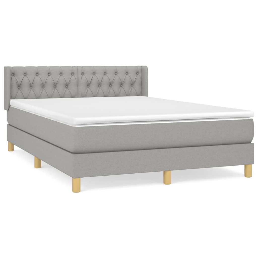 vidaXL Box spring postel s matrací světle šedá 140 x 190 cm textil