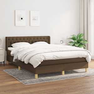 Box spring postel s matrací tmavě hnědá 140x190 cm textil - obrázek 1