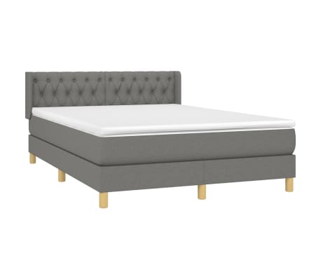 vidaXL Boxspringbett mit Matratze Dunkelgrau 140x200 cm Stoff