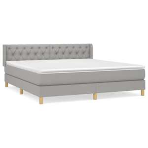 Box spring postel s matrací světle šedá 160 x 200 cm textil - obrázek 2