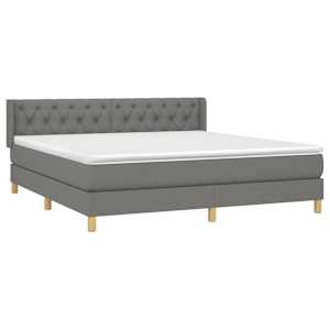 Box spring postel s matrací tmavě šedá 160x200 cm textil - obrázek 3