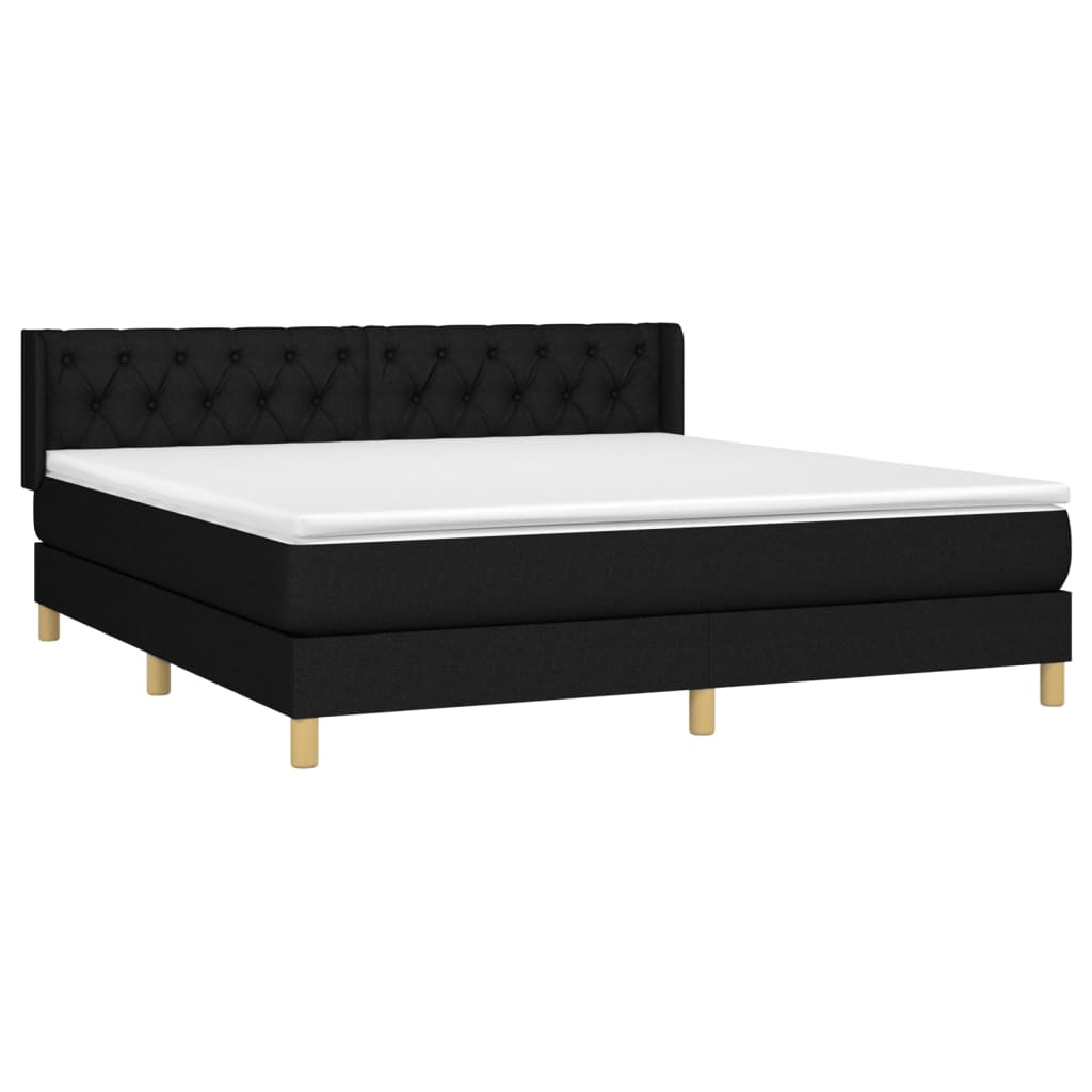 vidaXL Boxspring met matras stof zwart 160x200 cm afbeelding