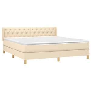 Box spring postel s matrací krémová 160x200 cm textil - obrázek 3