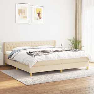 Box spring postel s matrací krémová 160x200 cm textil - obrázek 1