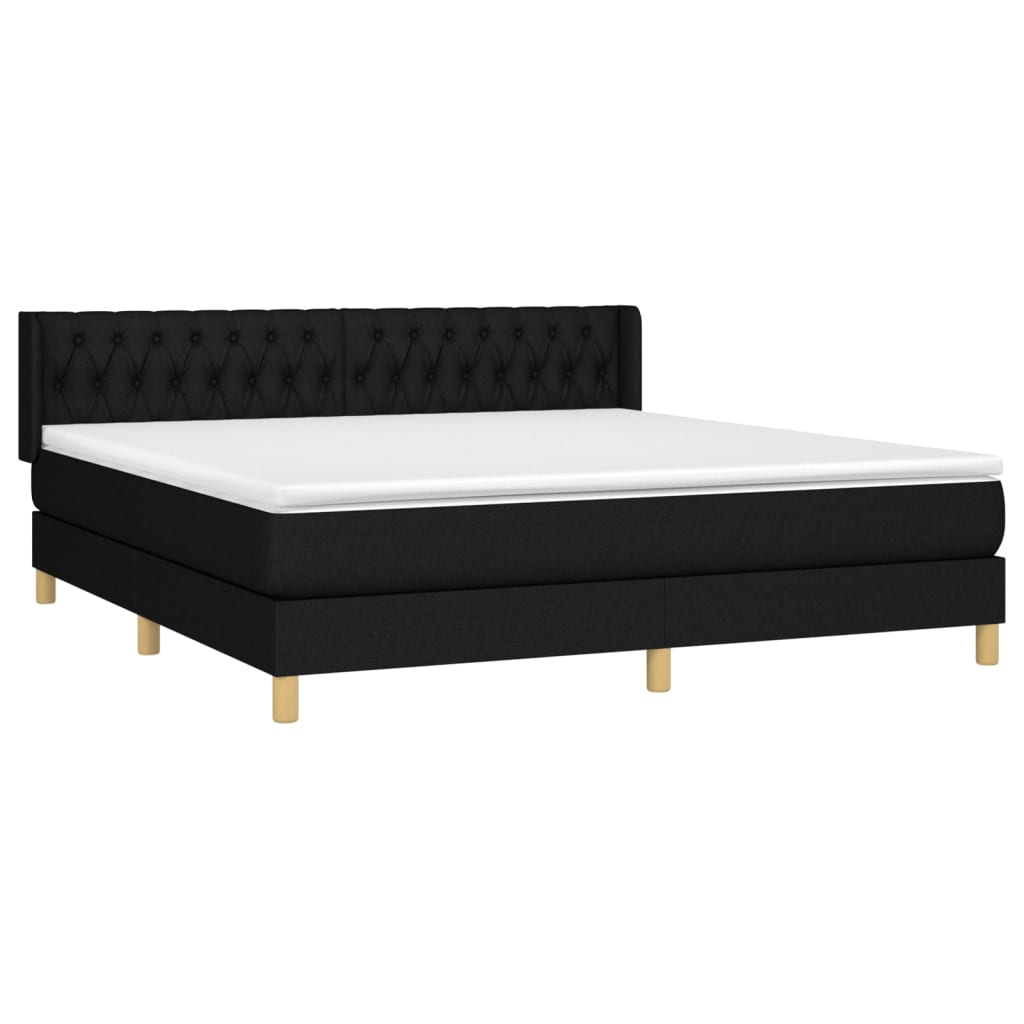 vidaXL Boxspring met matras stof zwart 180x200 cm afbeelding