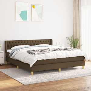 Box spring postel s matrací tmavě hnědá 180x200 cm textil - obrázek 1