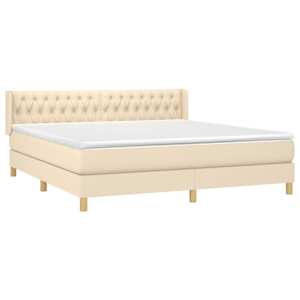 Box spring postel s matrací krémová 180x200 cm textil - obrázek 3