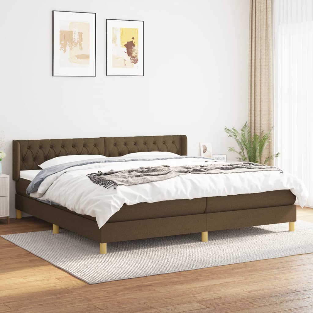 vidaXL Pat box spring cu saltea, maro închis, 200x200 cm, textil