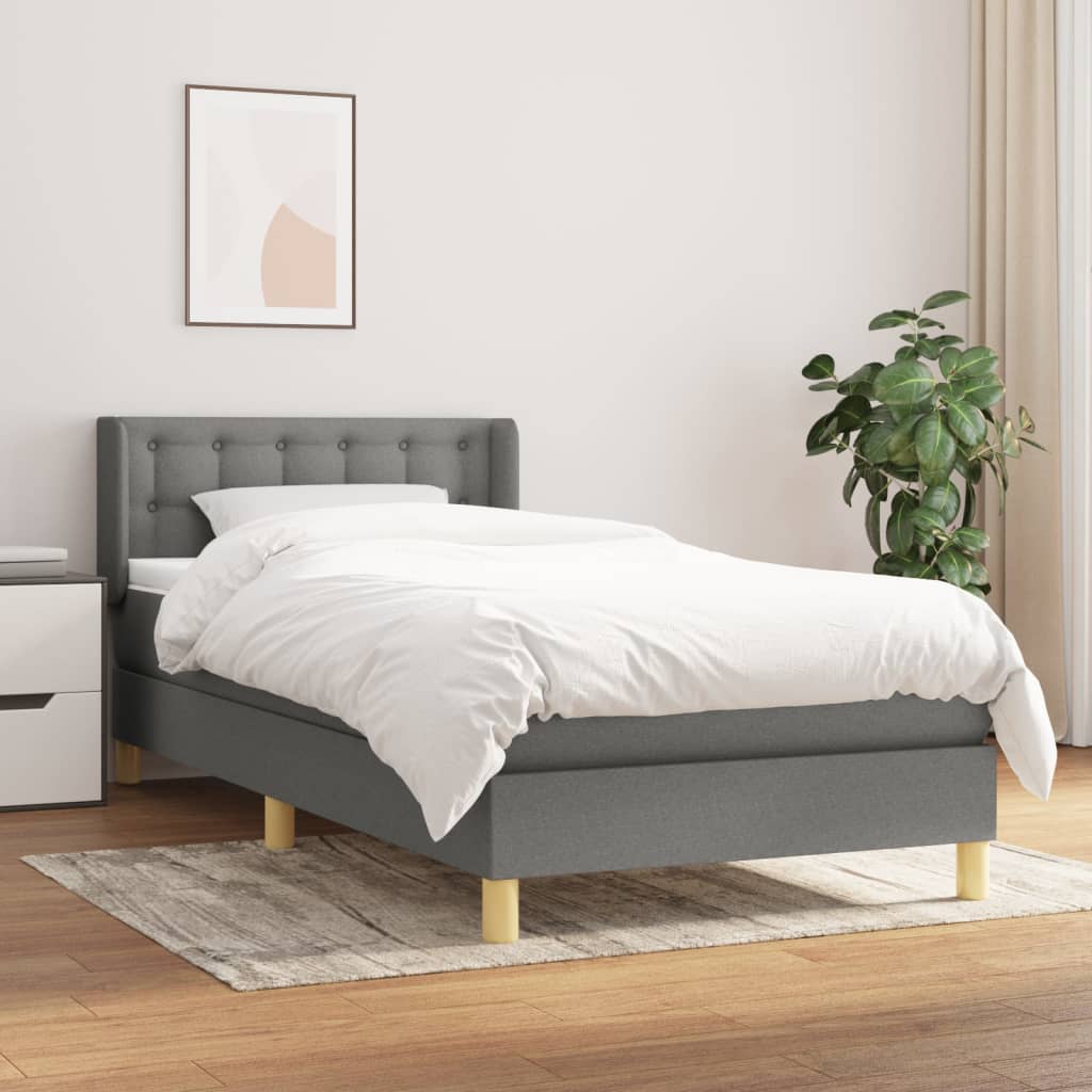 Boxspringbett mit Matratze Dunkelgrau 100×200 cm Stoff