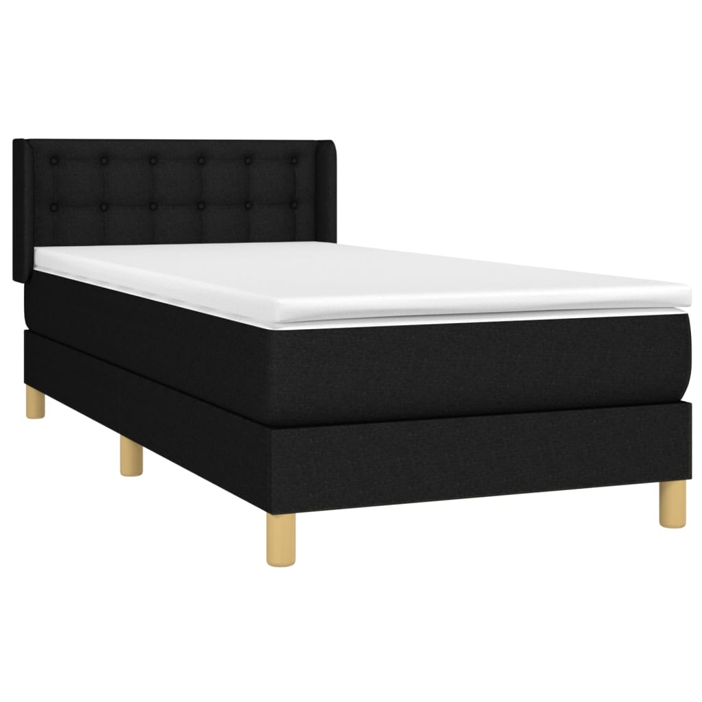 vidaXL Boxspring met matras stof zwart 100x200 cm afbeelding