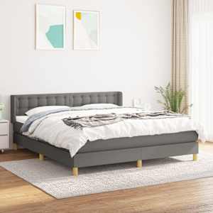 Box spring postel s matrací tmavě šedá 160x200 cm textil - obrázek 1