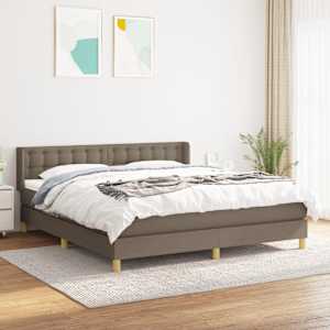 Box spring postelja z vzmetnico taupe 160x200 cm blago