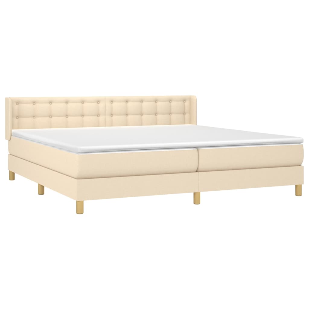 vidaXL Boxspring met matras stof crèmekleurig 160x200 cm afbeelding