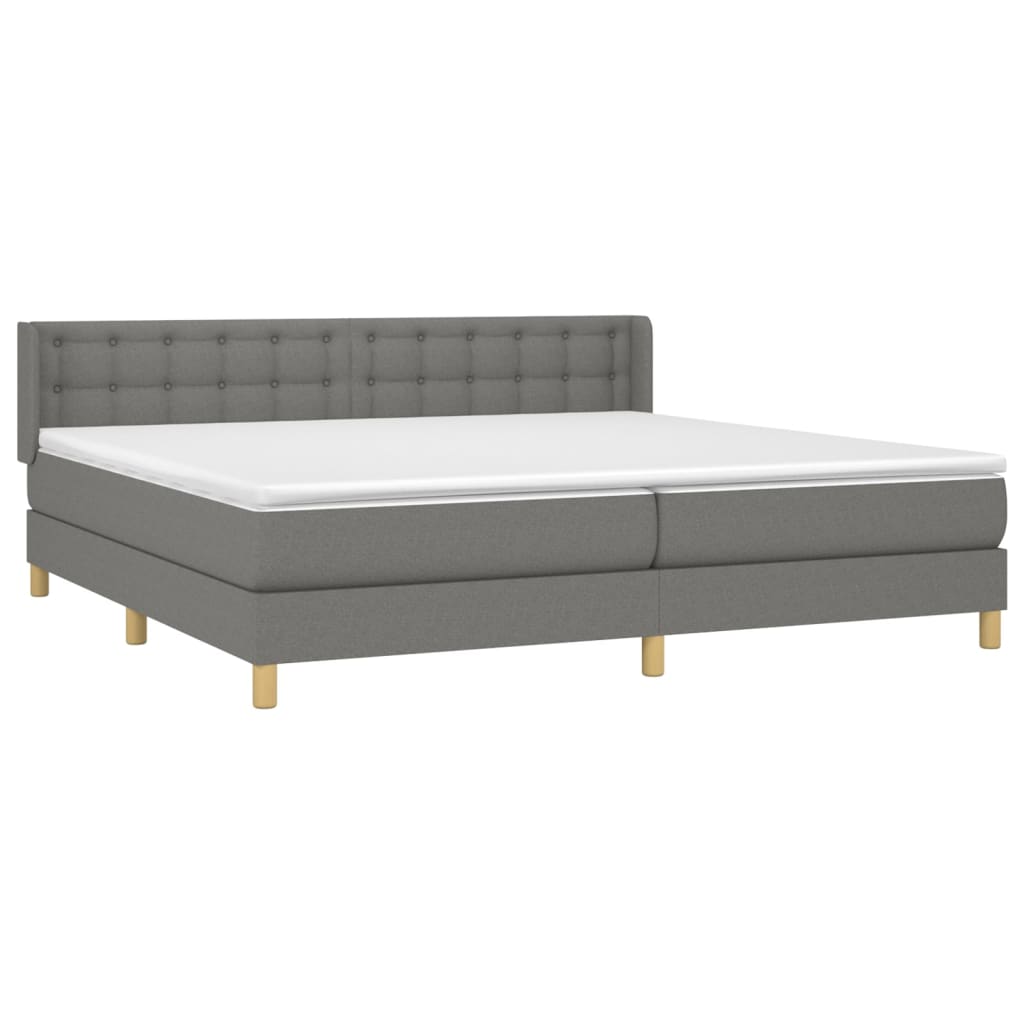 vidaXL Boxspring met matras stof donkergrijs 180x200 cm afbeelding