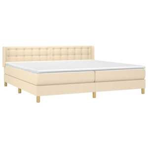 Box spring postel s matrací krémová 200x200 cm textil - obrázek 3