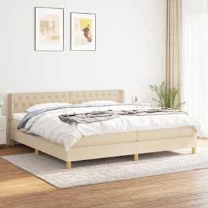 Box spring postel s matrací krémová 200x200 cm textil - obrázek 1