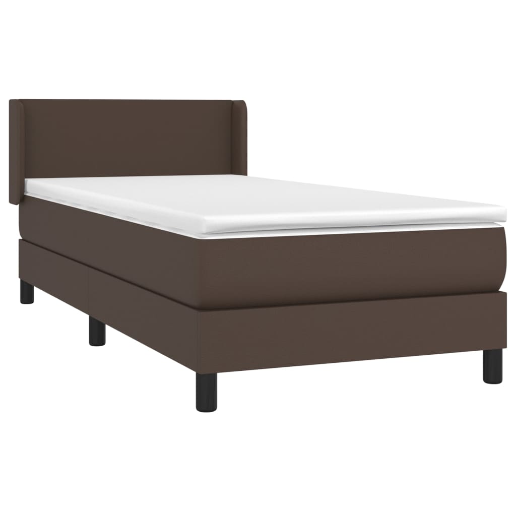 vidaXL Sommier à lattes de lit avec matelas Marron 80x200cm Similicuir