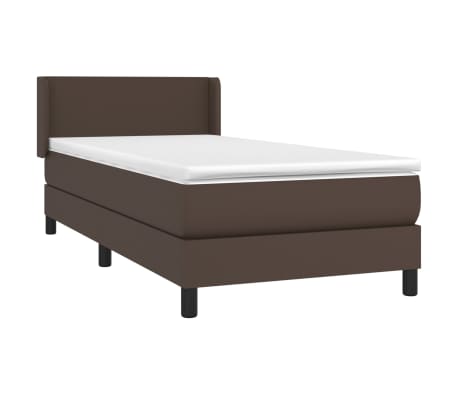 vidaXL Cama com molas/colchão 80x200 cm couro artificial castanho