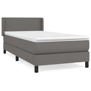 Box spring postel s matrací šedá 80 x 200 cm umělá kůže - obrázek 2