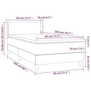 Box spring postel s matrací šedá 80 x 200 cm umělá kůže - obrázek 7