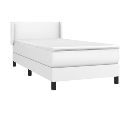 vidaXL Κρεβάτι Boxspring με Στρώμα Λευκό 90x190εκ. από Συνθετικό Δέρμα
