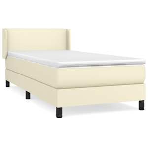 Box spring postel s matrací krémová 90x190 cm umělá kůže - obrázek 2