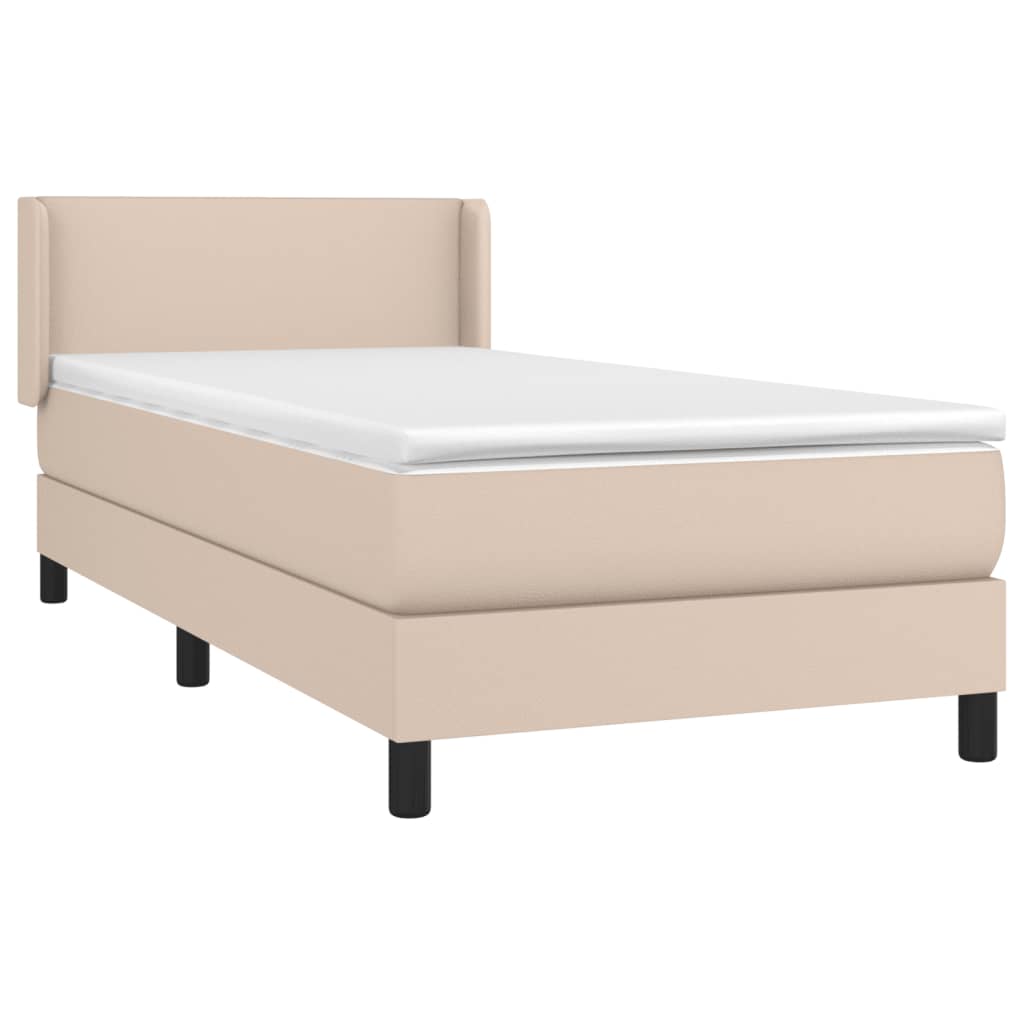vidaXL Boxspring met matras kunstleer cappuccinokleurig 90x190 cm afbeelding