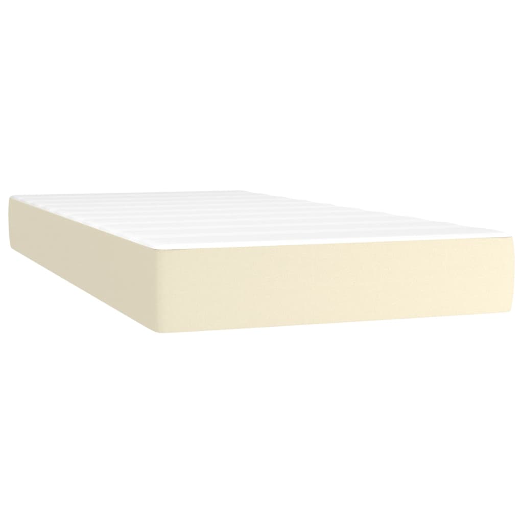Pat box spring cu saltea, crem, 90x200 cm, piele ecologică