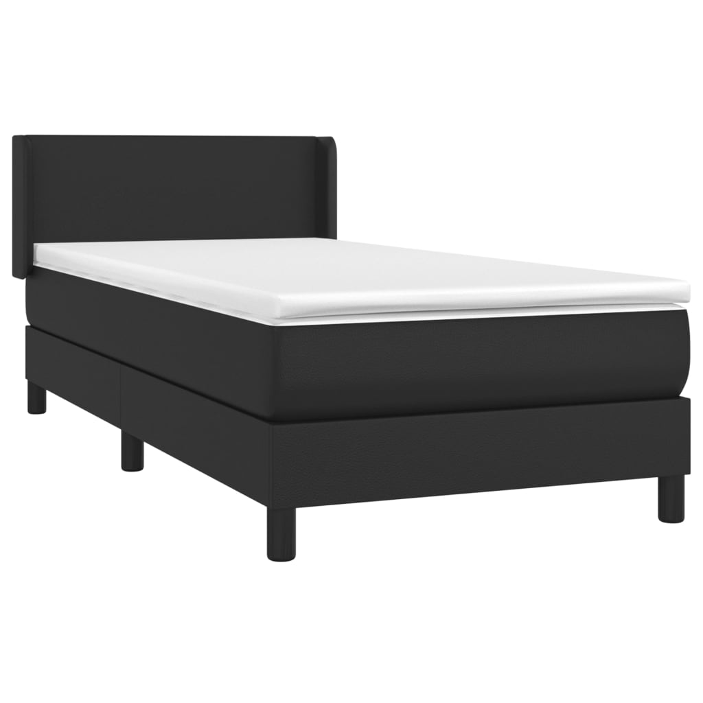 vidaXL Boxspring met matras kunstleer zwart 100x200 cm afbeelding