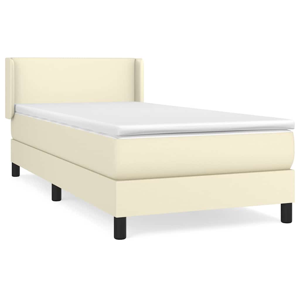 vidaXL Boxspring met matras kunstleer crèmekleurig 100x200 cm, foto 3