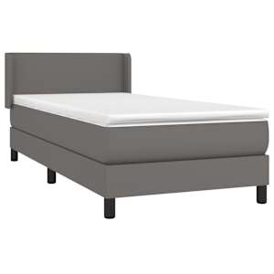 Box spring postel s matrací šedá 100x200 cm umělá kůže - obrázek 3