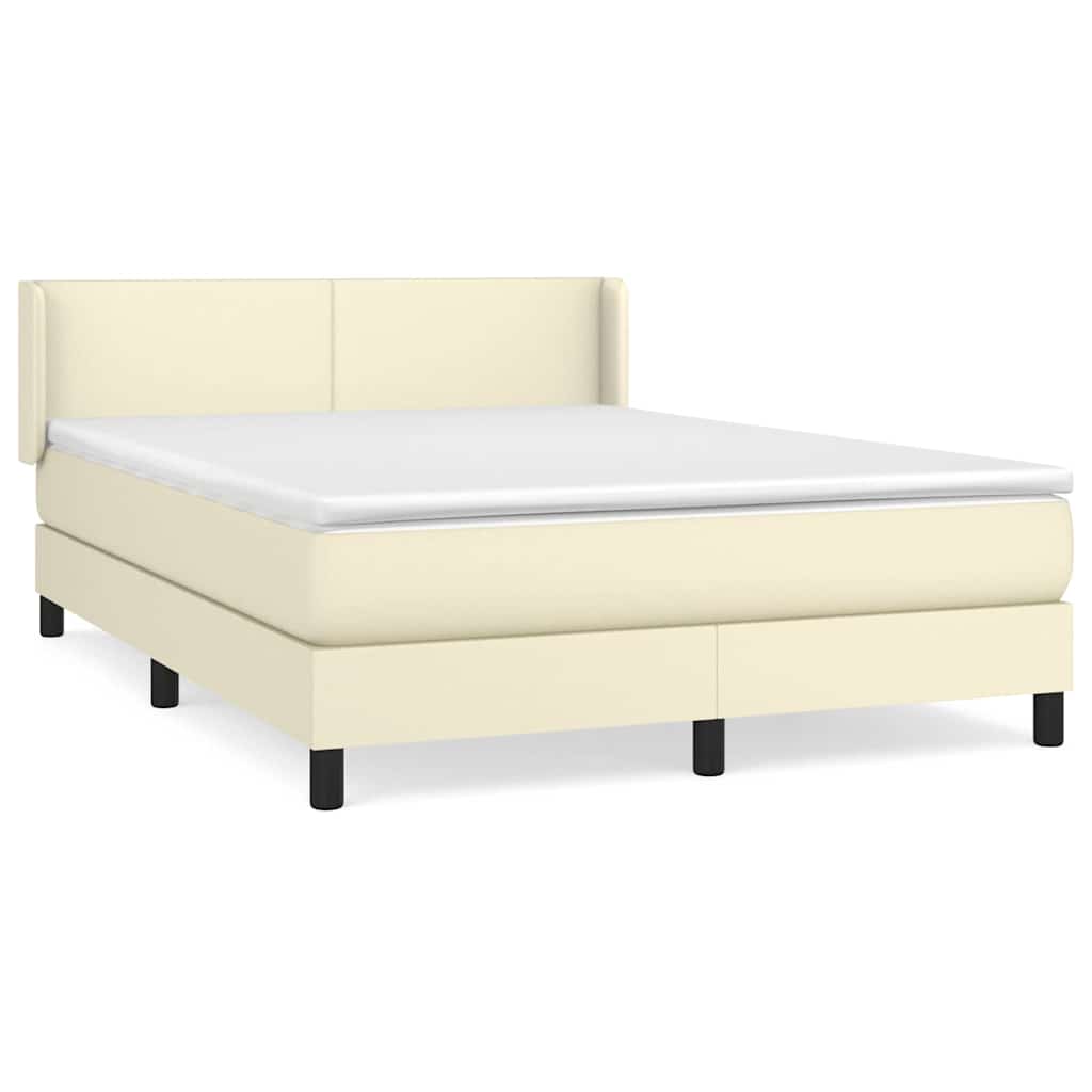 vidaXL Boxspring met matras kunstleer crèmekleurig 140x190 cm, foto 3