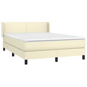 Box spring postel s matrací krémová 140x190 cm umělá kůže - obrázek 3