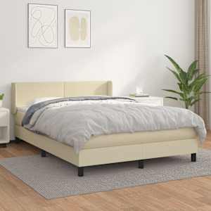 Box spring postel s matrací krémová 140x190 cm umělá kůže - obrázek 1