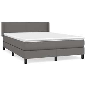 Box spring postel s matrací šedá 140 x 190 cm umělá kůže - obrázek 2