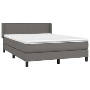 Box spring postel s matrací šedá 140 x 190 cm umělá kůže - obrázek 3