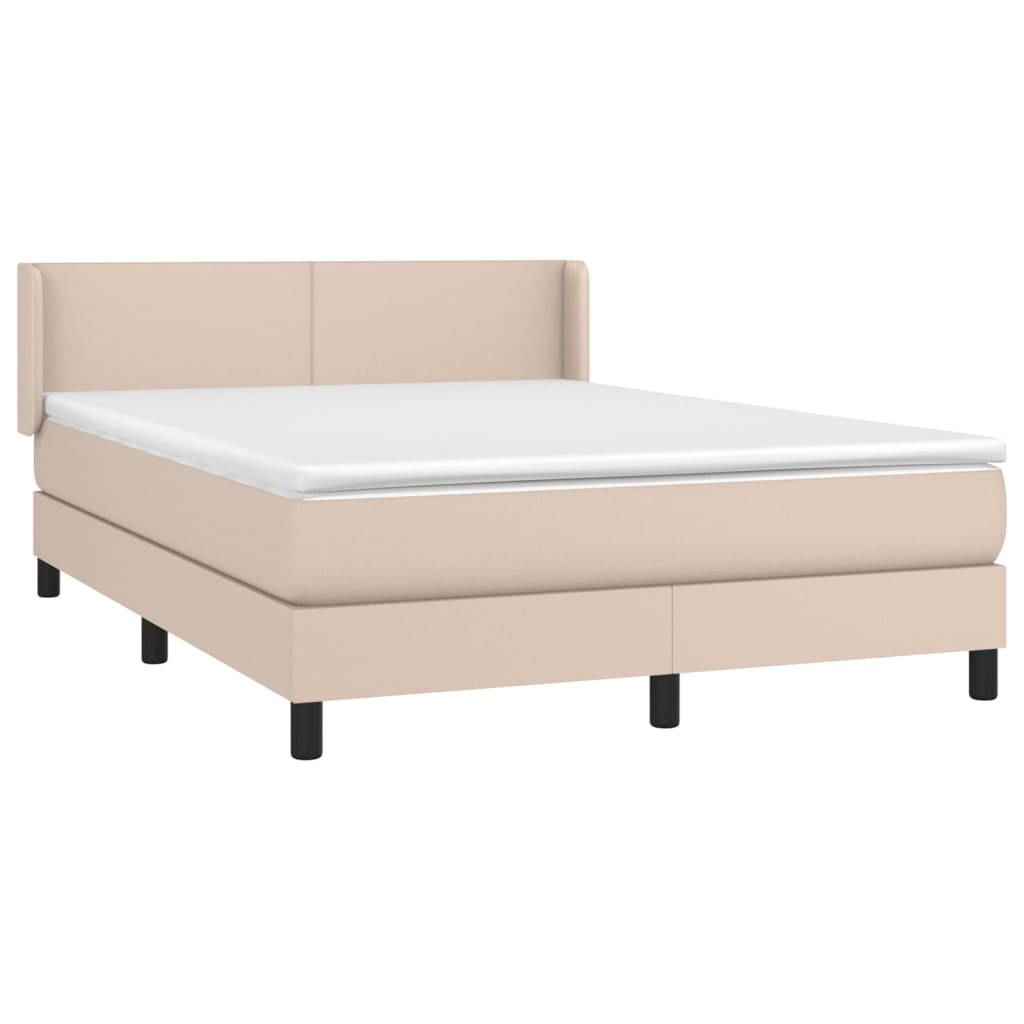 vidaXL Boxspring met matras kunstleer cappuccinokleurig 140x190 cm afbeelding