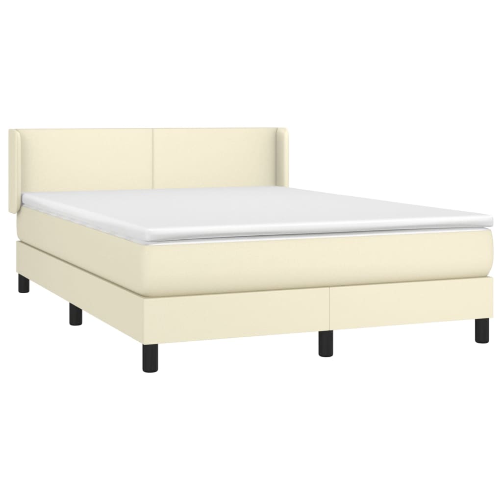 Box spring postelja z vzmetnico krem 140x200 cm umetno usnje - slika 3