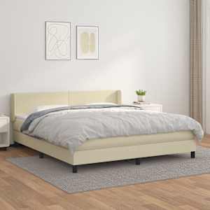 Box spring postel s matrací krémová 160x200 cm umělá kůže - obrázek 1