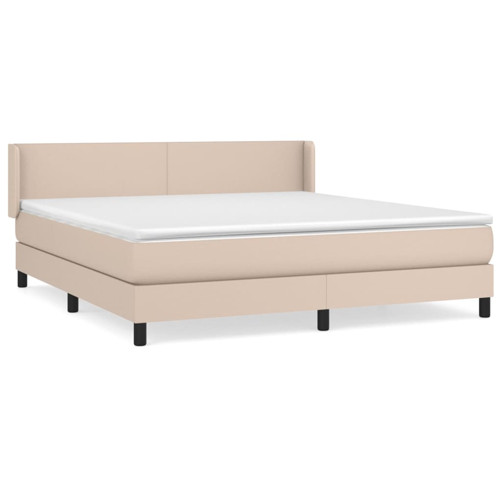 vidaXL Box spring postelja z vzmetnico kapučino 160x200cm umetno usnje