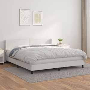 Box spring postel s matrací bílá 180x200 cm umělá kůže - obrázek 1