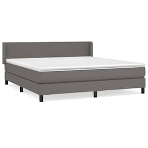 Box spring postel s matrací šedá 180x200 cm umělá kůže - obrázek 2