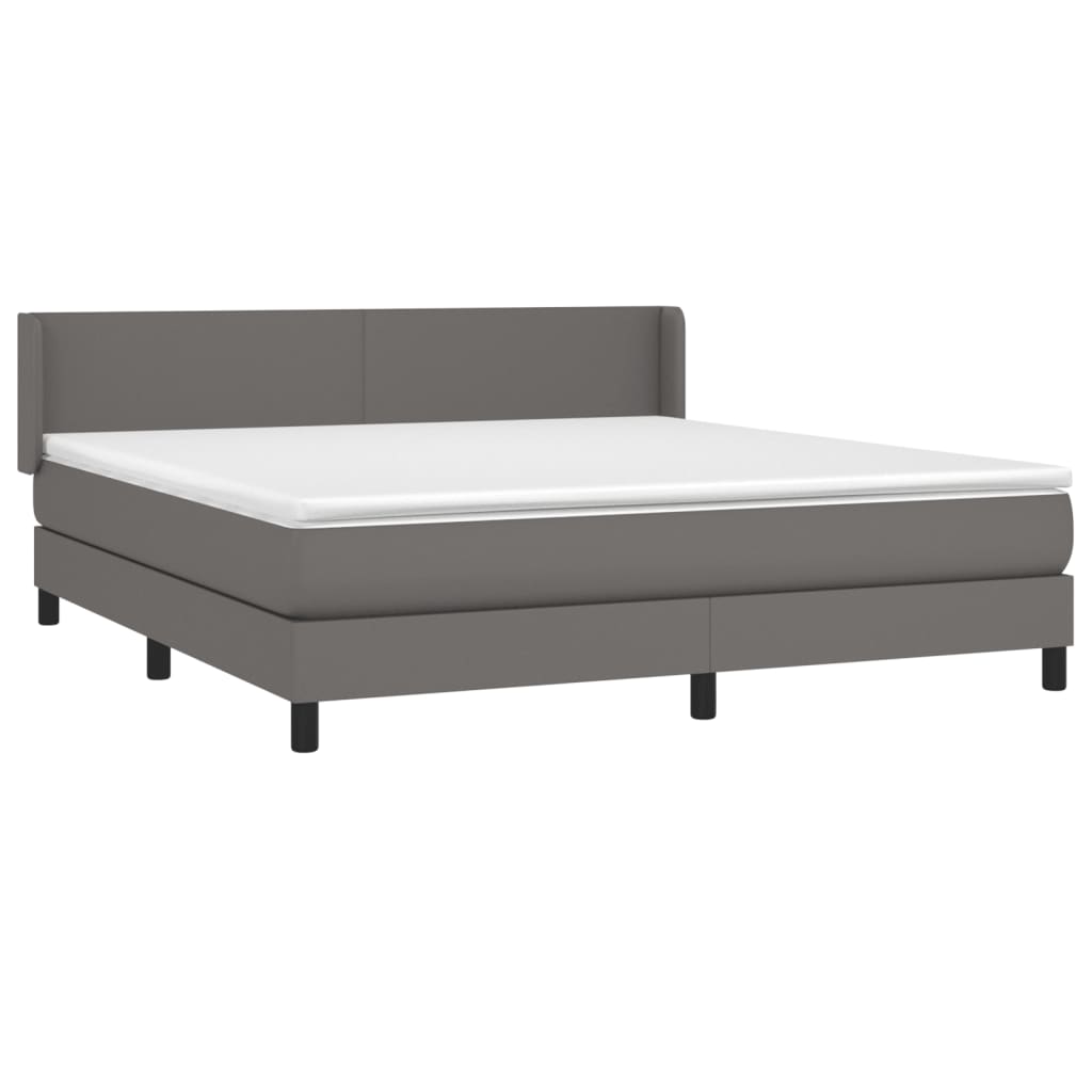 vidaXL Boxspring met matras kunstleer grijs 180x200 cm afbeelding