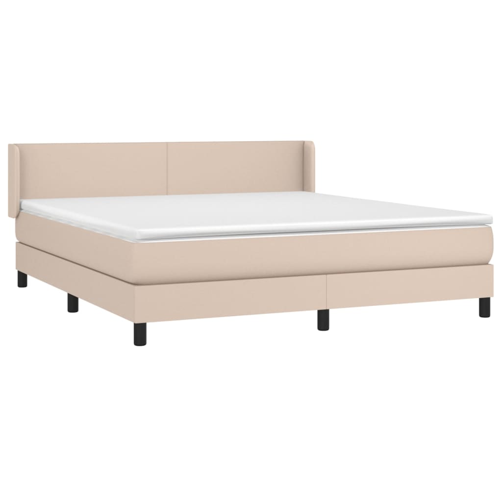 vidaXL Boxspring met matras kunstleer cappuccinokleurig 180x200 cm afbeelding