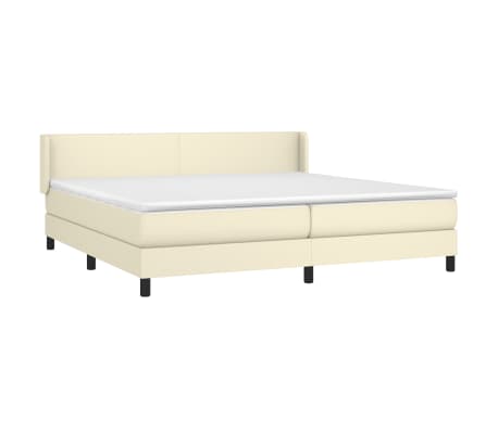 vidaXL Lova su spyruoklėmis/čiužiniu, kreminė, 200x200cm, dirbtinė oda