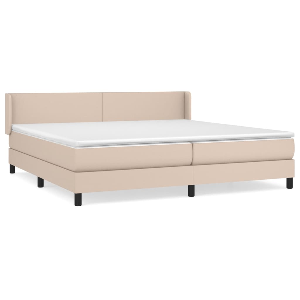 Box spring postel s matrací cappuccino 200 x 200 cm umělá kůže