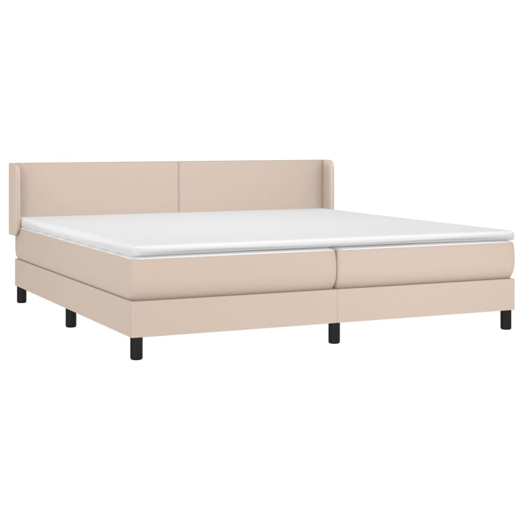 Box spring postel s matrací cappuccino 200 x 200 cm umělá kůže