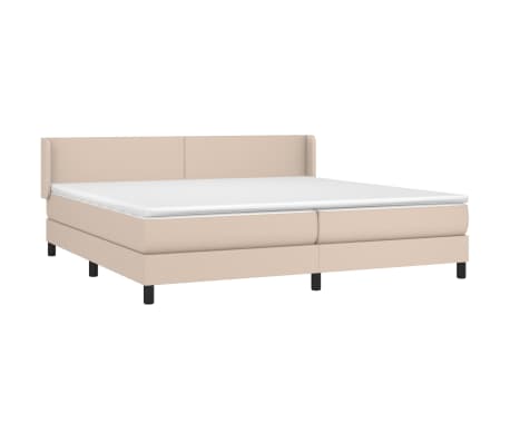 vidaXL Κρεβάτι Boxspring με Στρώμα Καπουτσίνο 200x200εκ.από Συνθ.Δέρμα