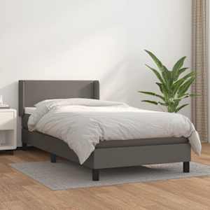 Box spring postel s matrací šedá 80 x 200 cm umělá kůže - obrázek 1