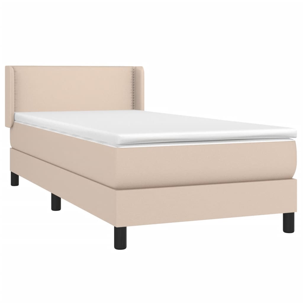 vidaXL Boxspring met matras kunstleer cappuccinokleurig 80x200 cm afbeelding